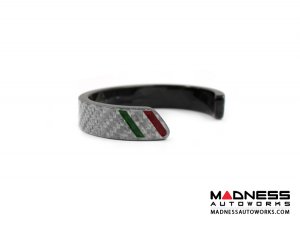 Carbon Fiber Bracelet - Italian Flag Racing Stripe Design - Silver Carbon 